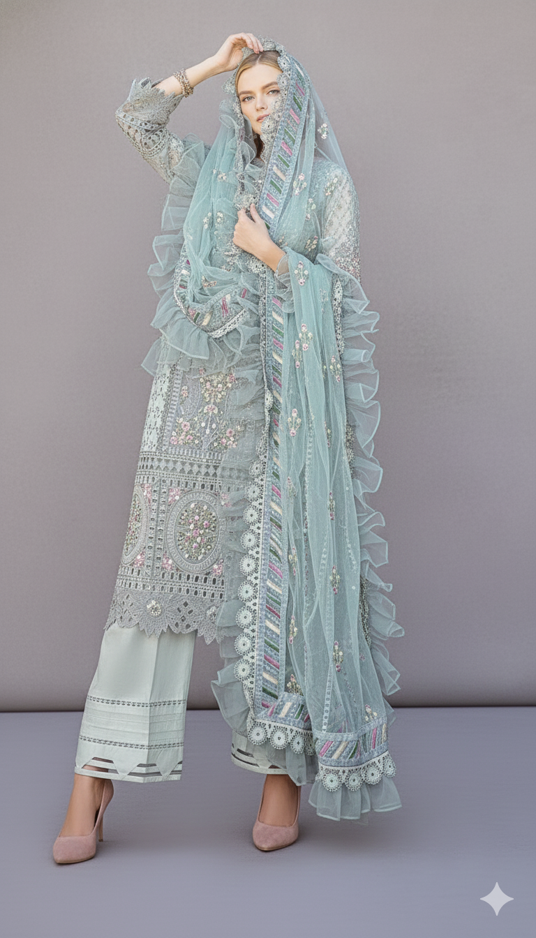 Irha Zia Premium Lawn - Sea Green