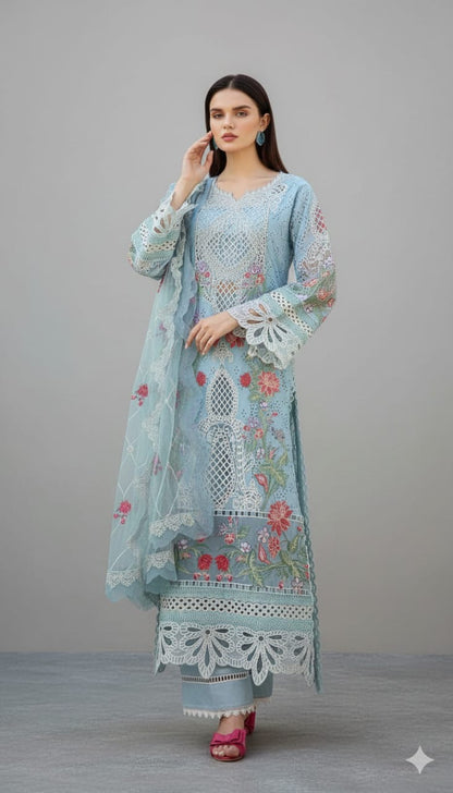 Irha Zia Premium Lawn - Sky Blue