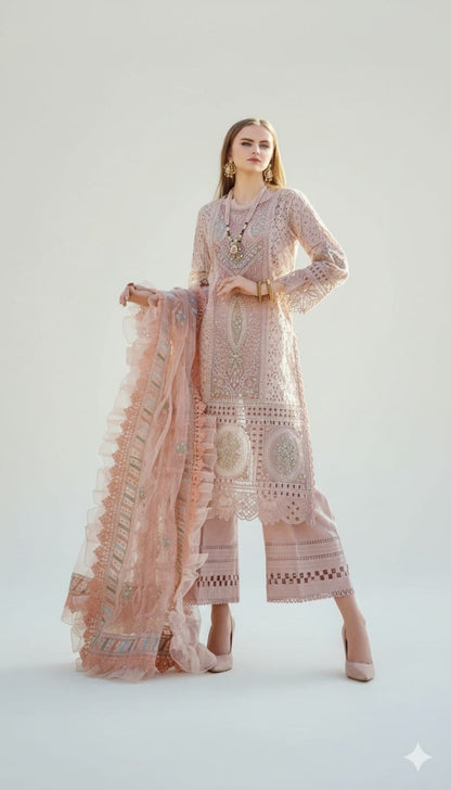 Irha Zia Premium Lawn - Peach