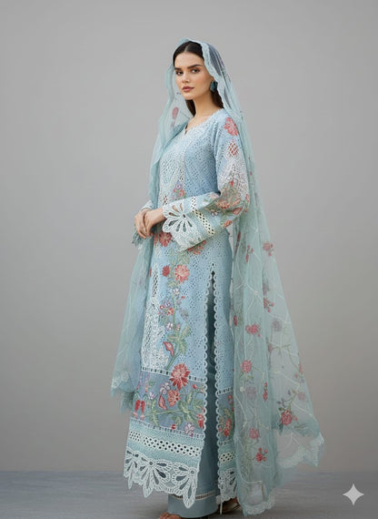 Irha Zia Premium Lawn - Sky Blue