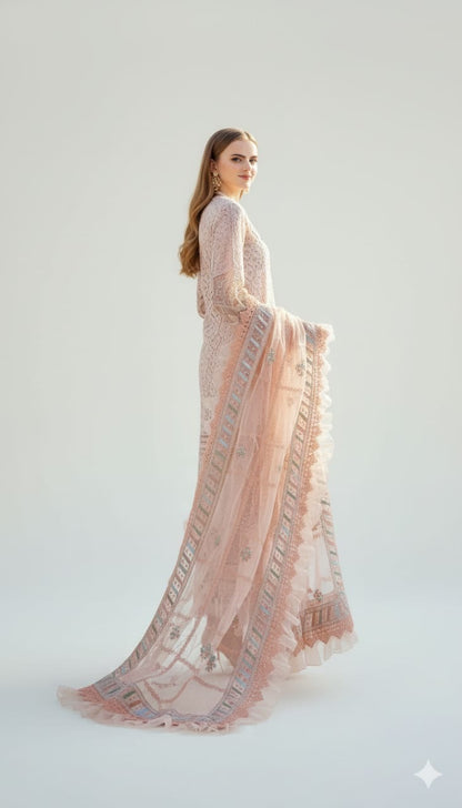 Irha Zia Premium Lawn - Peach