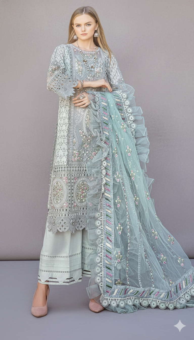 Irha Zia Premium Lawn - Sea Green